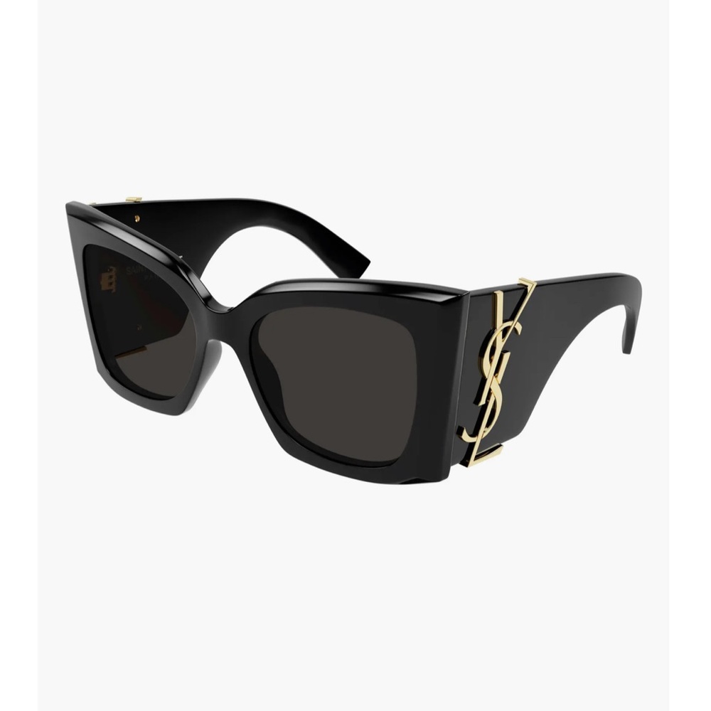 Yves Saint Laurent Black and Gold Oversized Sunglasses